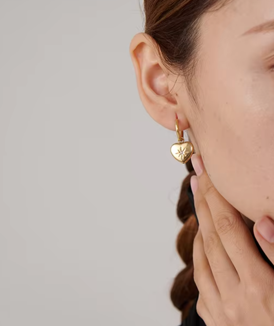 celestial heart charm hoops