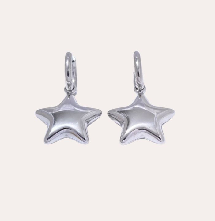 chunky star hoops silver