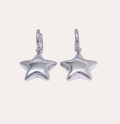 chunky star hoops silver