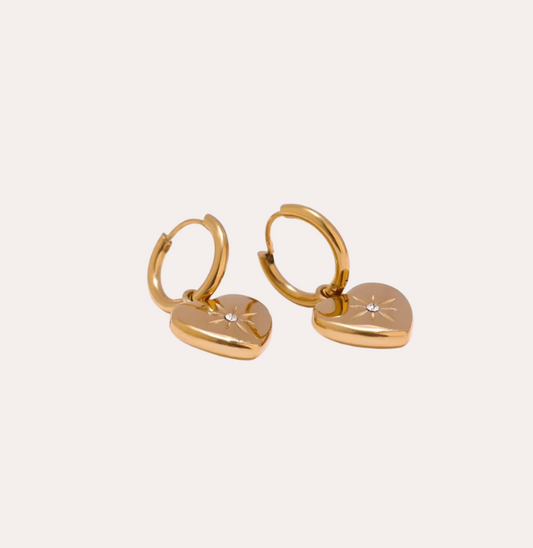 celestial heart charm hoops