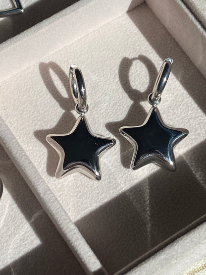 chunky star hoops silver